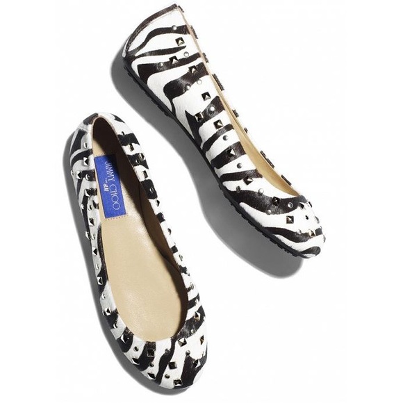 JIMMY CHOO FOR H&M Zebra Print Studded Ballet Flat